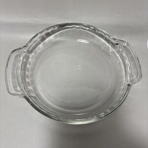 Anchor Ovenware Deep Pie Dish Clear Glass 9" Fluted with Handles #1075